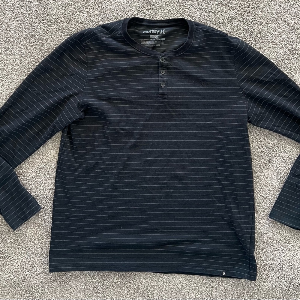 Nike/Hurley Black and Gray Striped Dri-Fit Shirt